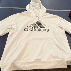 Adidas Men's White Hoodie with Black Logo